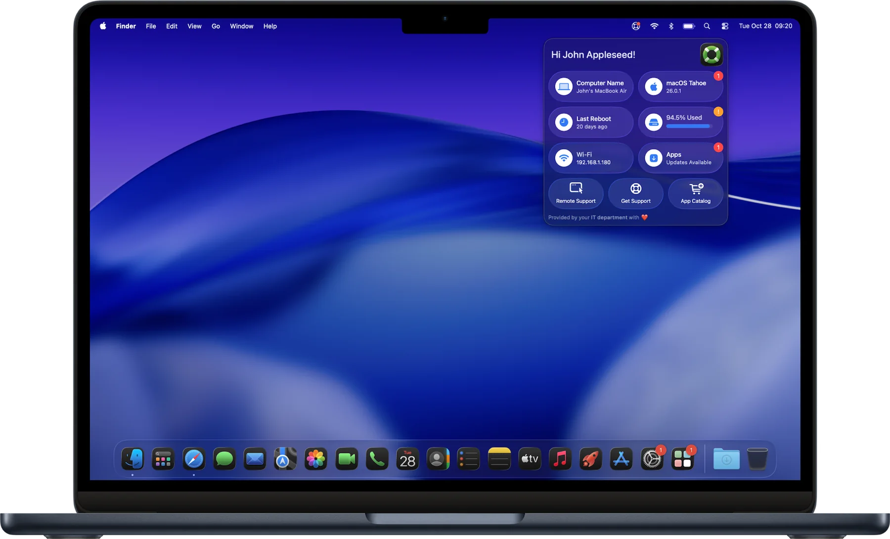 Argio Support-App Oberfläche im Darkmode